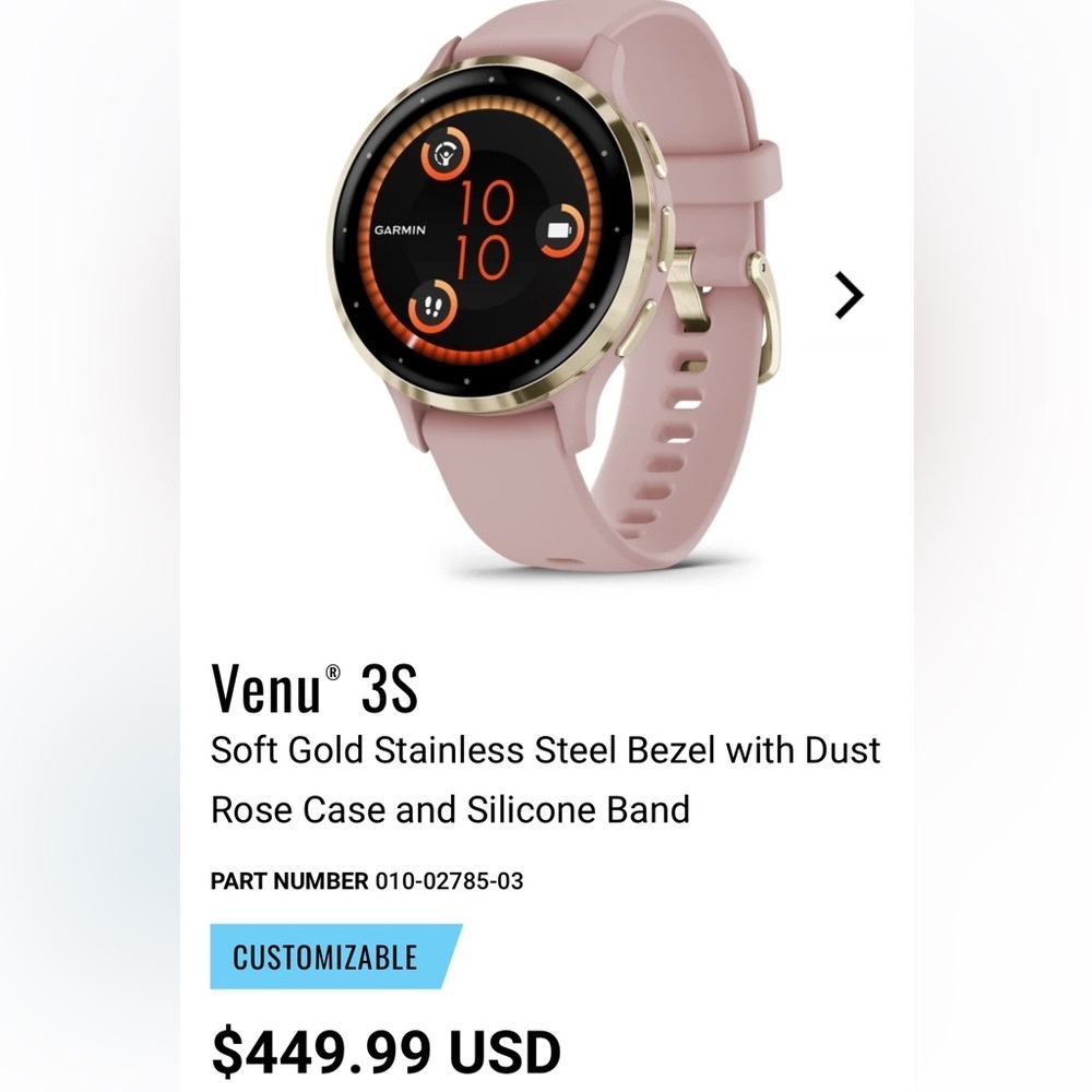 Garmin venu 3s pink